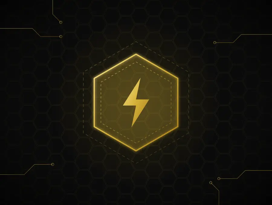 Energy icon in gold line art