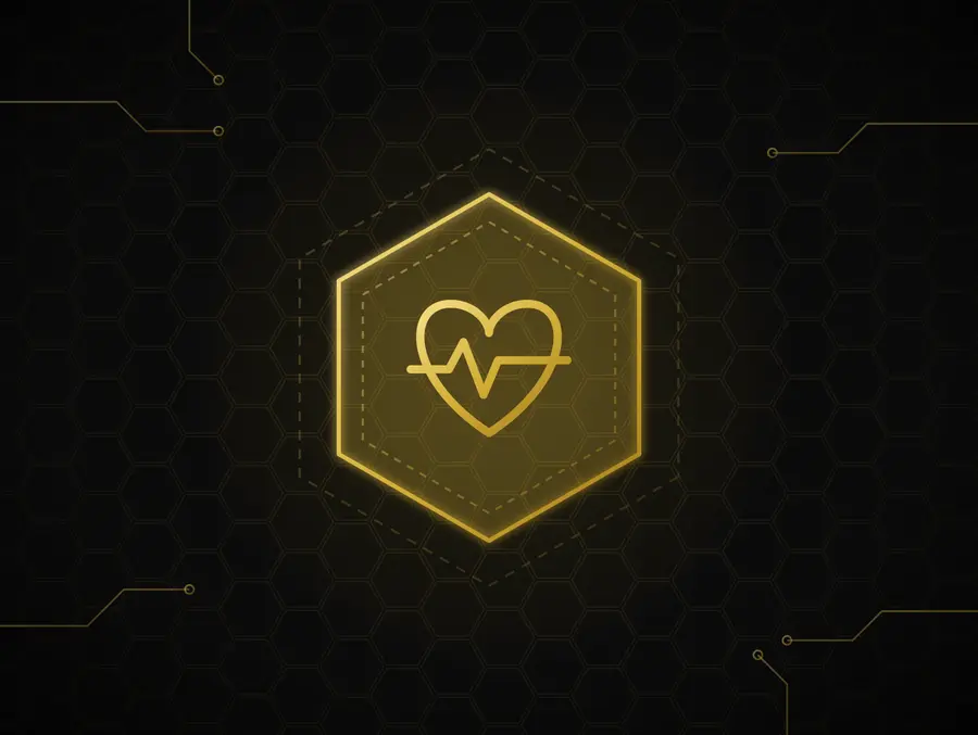 Healthcare icon in gold line art