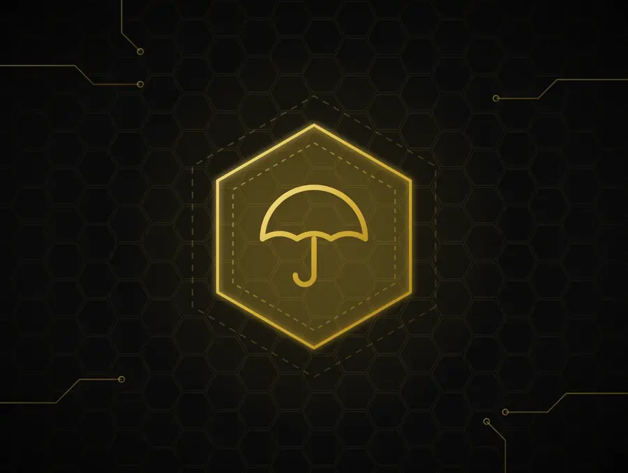 Insurance icon in gold line art