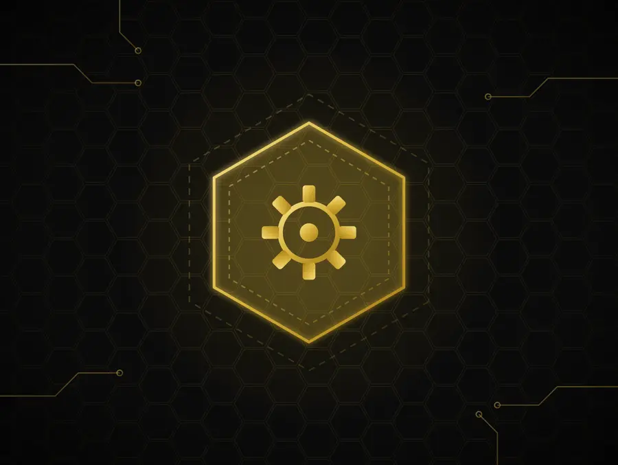 Manufacturing icon in gold line art