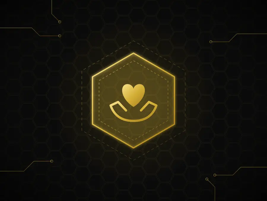 Non-Profit icon in gold line art
