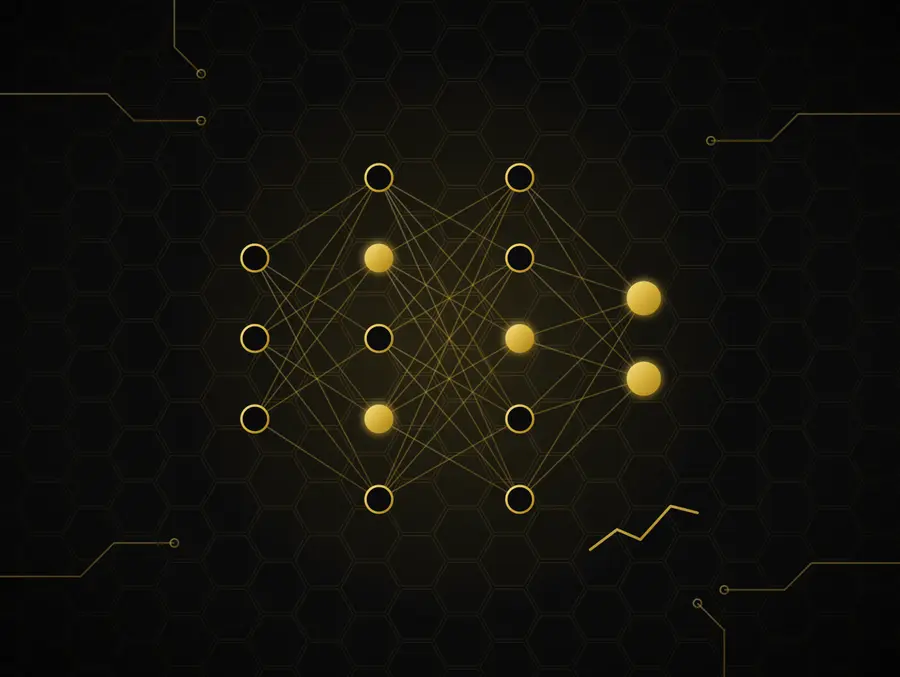 Gold line-art graphic for Data & AI