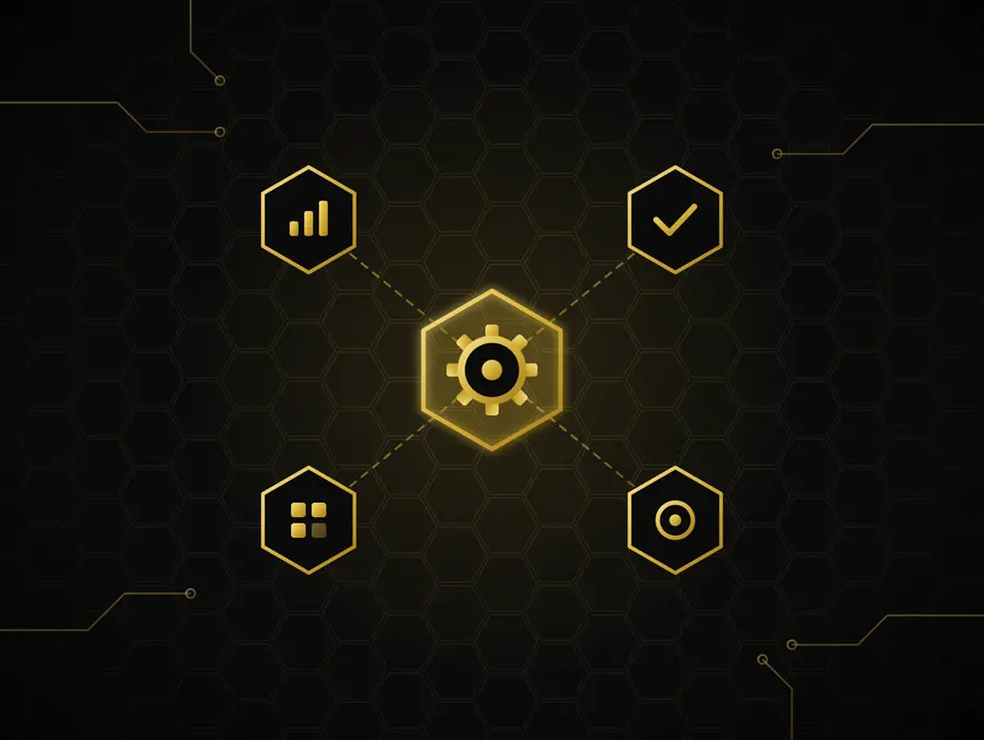 Gold line-art graphic for Enterprise Apps & SMEs